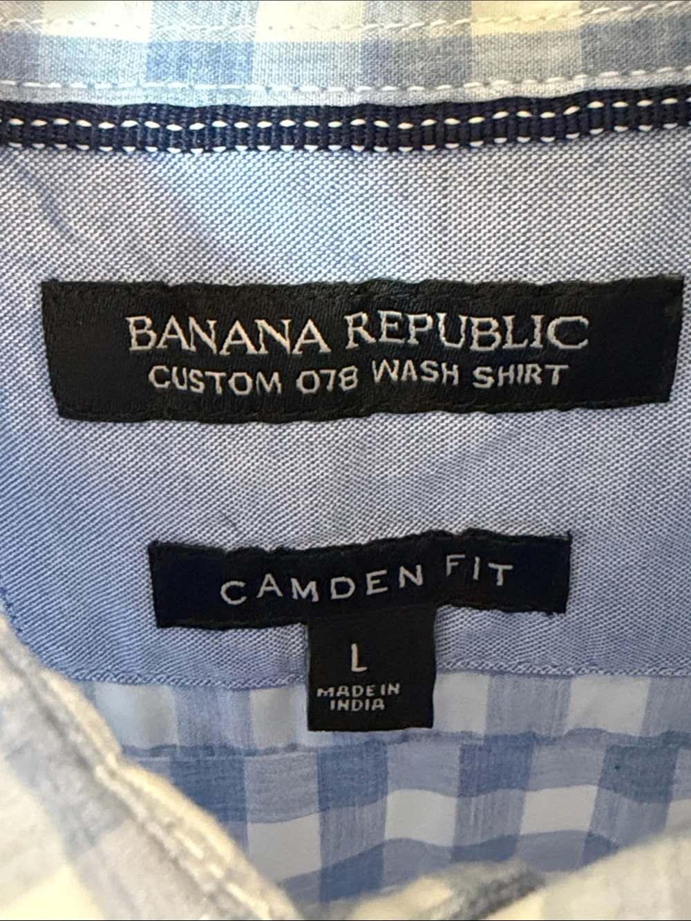 Men's Light Blue and White Gingham Shirt